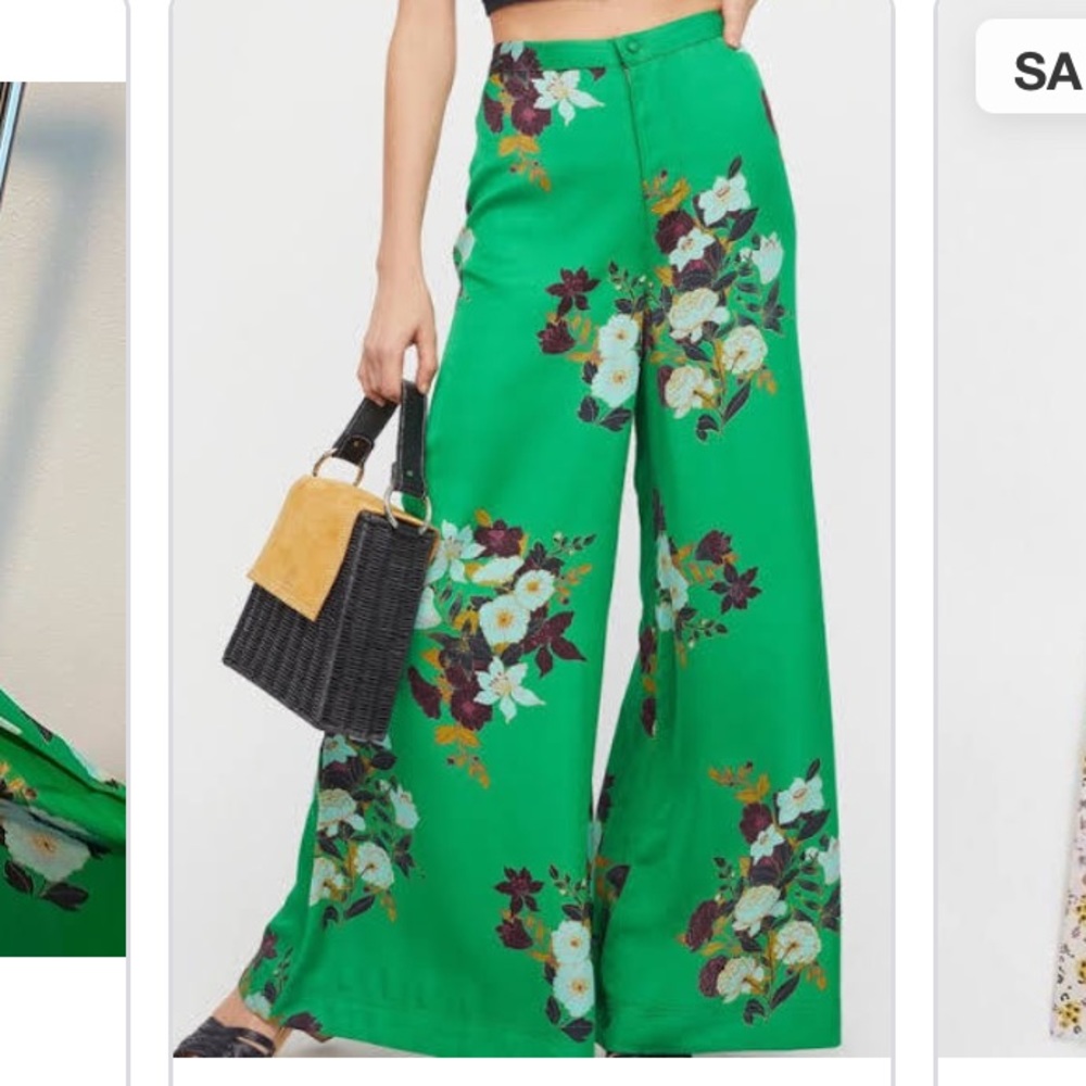 Free People Green Floral Pants